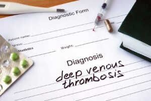 A diagnostic form with deep venous thrombosis as the diagnosis.